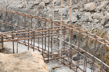 Reinforcing steel bars for building.