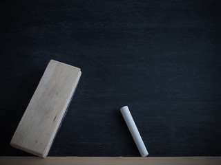Chalk rubbed out  and brush delete board on blackboard background..