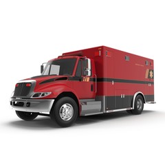 Emergency ambulance car isolated on white. 3D Illustration