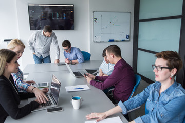 Group of young people meeting in startup office