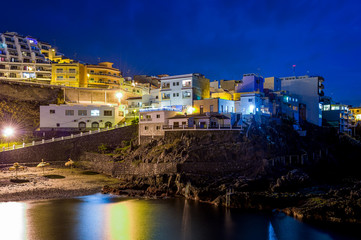 Fototapeta na wymiar Puerto de Santiago at night, Canary islands