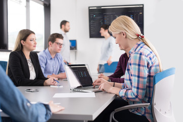 Business Team At A Meeting at modern office building