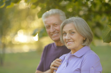 senior couple resting outdoors