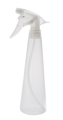 Empty spray bottle isolated on white background.