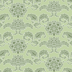 Fototapeta na wymiar Seamlessly repeating green floral background pattern 