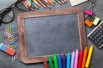 Supplies and chalk board