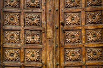 Old wooden gate close view