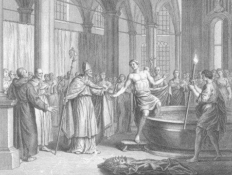 An 8th century Baptism. Date: circa 700