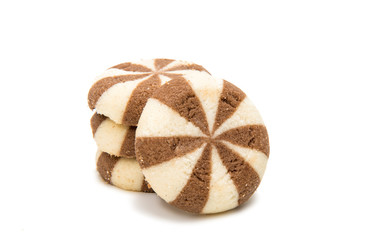 Striped cookies with chocolate filling
