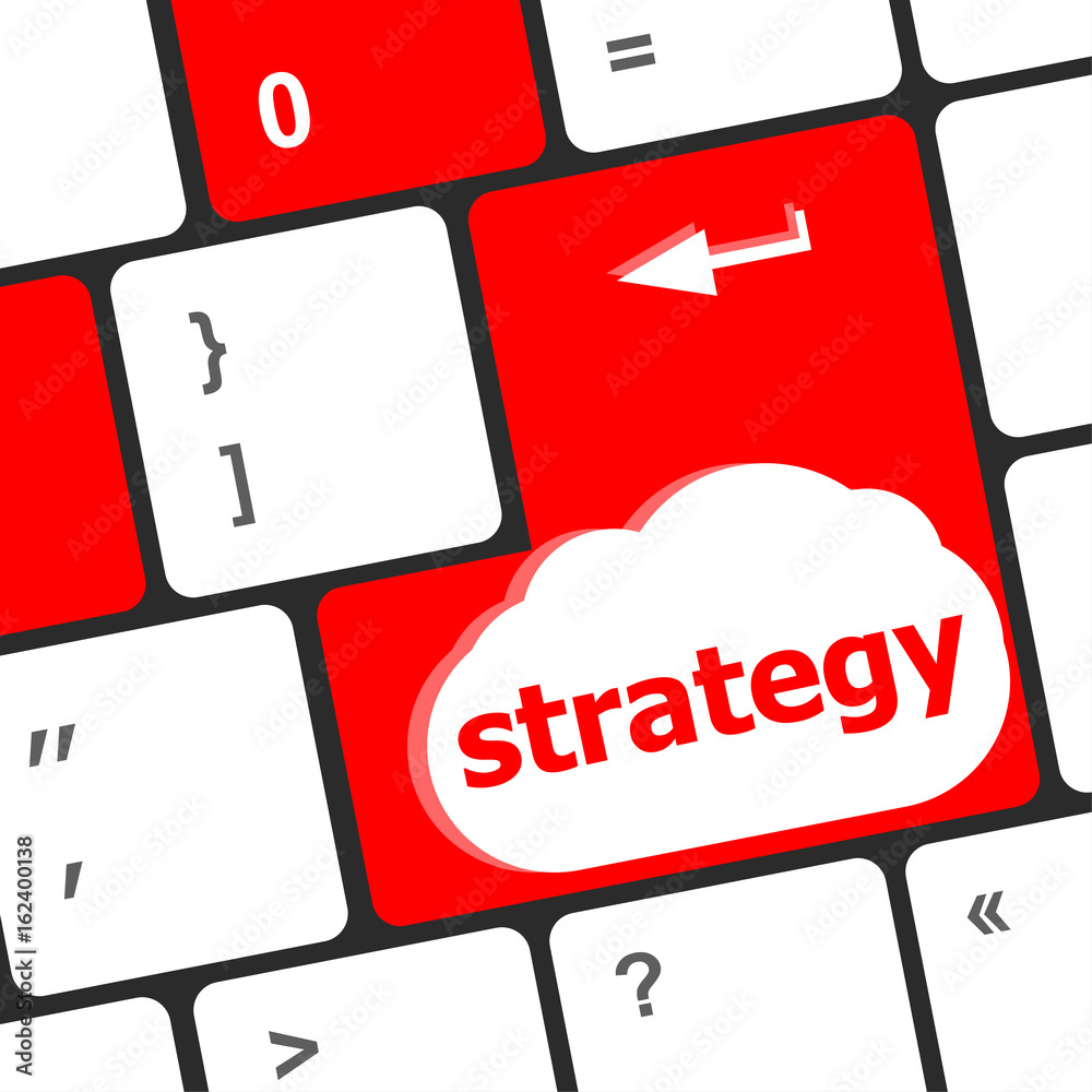 Poster strategy button on computer keyboard key button