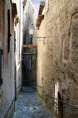 Narrow alley in Cannobio, Lake Maggiore, Piedmont Italy 
