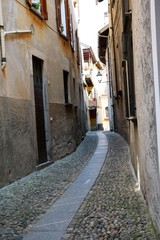 Typical old street in Cannobio, Lake Maggiore, Piedmont Italy 