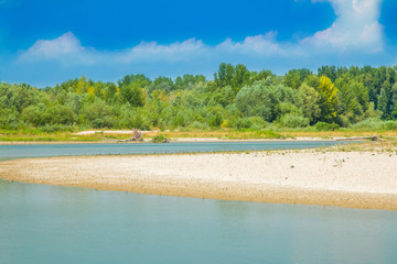     Beautiful sand beach and green nature on Drava river in Medjimurje, Croatia 