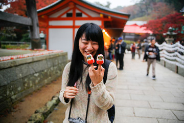 japanese young woman hand dharma