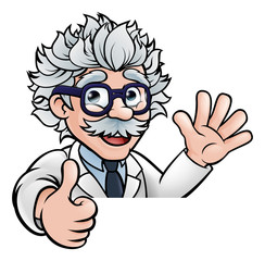 Generic scientist Cartoon Character Sign Thumbs Up