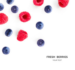 Creative layout made of strawberry and blueberry. Flat lay. Food concept. 