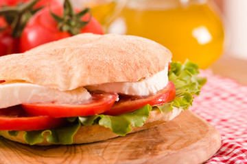 Puccia bread with mozzarella and tomato.