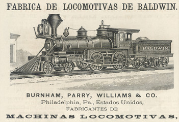 USA Locomotive - Baldwin. Date: 1874