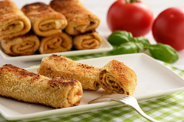 Croquettes polish style pancakes stuffed with beef.