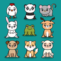 set of cute animals vector illustration graphic design