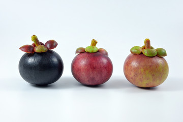 Mangosteen on white background.