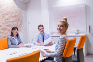 Business Team At A Meeting at modern office building