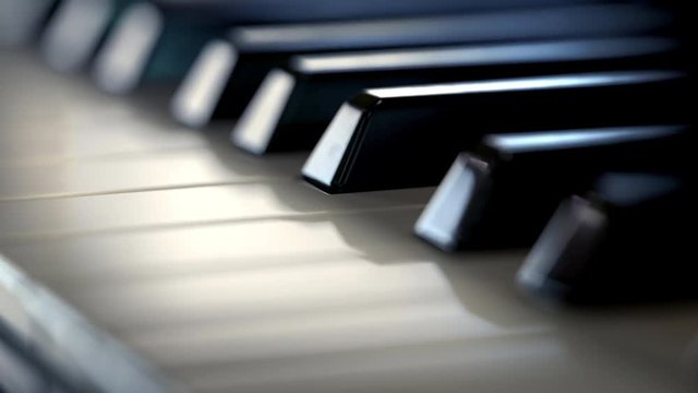 Piano keys close up. Blue color correction, loopable (4K,ultra high definition 2160p, seamless loop)