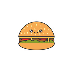 cute cartoon vector cheeseburger isolated on white background