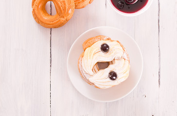 Zeppole with pastry cream.