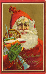 Santa and Presents. Date: circa 1908