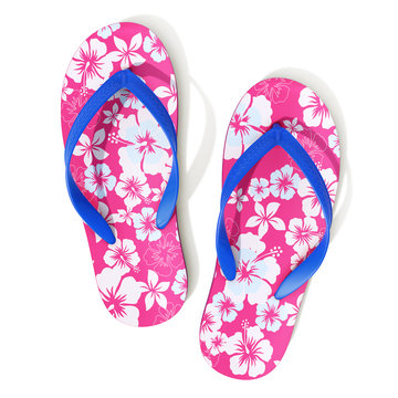 Hawaii style pattern flip flops - top view