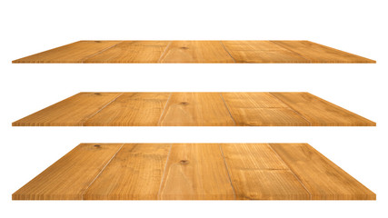 Wood shelves table isolated on white background