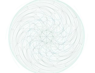 Particles of abstract fractal forms on the subject of nuclear physics science and graphic design. Geometry sacred futuristic