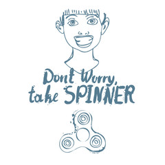 Background with fidget spinner text hand lettering calligraphy