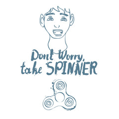 Background with fidget spinner text hand lettering calligraphy