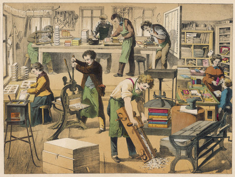 Bookbinding Workshop. Date: 1875