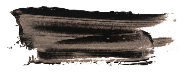 Photo black grunge brush strokes oil paint isolated on white background