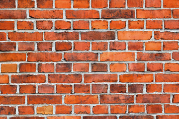 Background of red brick wall texture.
