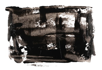 Photo black grunge brush strokes oil paint isolated on white background