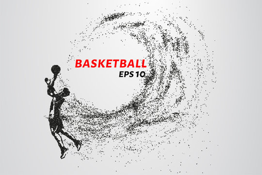 Basketball of the particles. Basketball player silhouette consists of circles and points. Vector illustration.