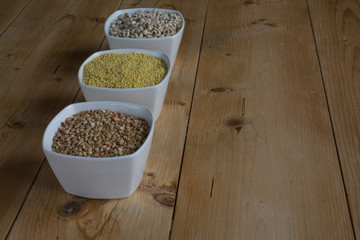 Job's tears, Buckwheat and Millet in bowls