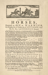 Warwick Racing Bill. Date: 1775