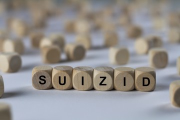 SUIZID - LEBEN - Bilder mit W&ouml;rtern aus dem Bereich Suizid, Wortwolke, W&uuml;rfel, Buchstabe, Bild, Illustration