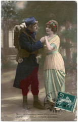 Ww1 Postcard Love Story. Date: circa 1916 - obrazy, fototapety, plakaty