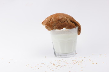 Yogurt in a transparent glass