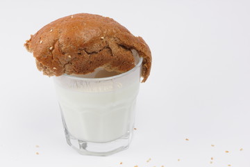 Yogurt in a transparent glass