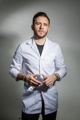 Bachelor's degree in medical University in a white coat, smart look