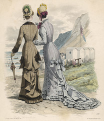 Seaside Fashions 1878. Date: 1878