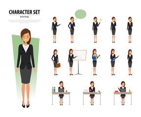 Set of Business Woman Character in office style. Business job function. Illustration vector of avatar people design.