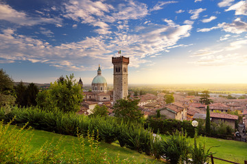 Beautiful sunset view of Lonato del Garda, a town and comune in the province of Brescia, Italy